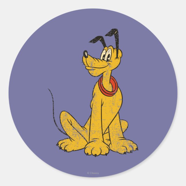 Pluto | Vintage & Distressed Classic Round Sticker (Front)