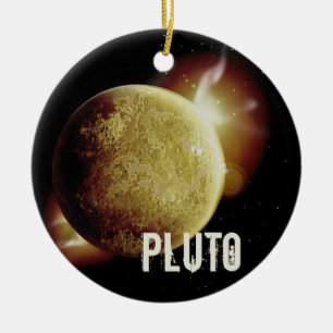 Pluto yellow planet 3d universe space illustration ceramic ornament