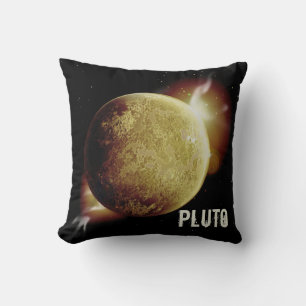 Pluto yellow planet 3d universe space illustration throw pillow