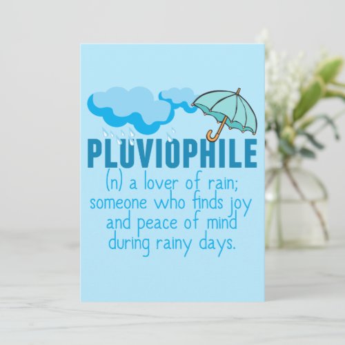 Pluviophile Rain Lover Cute Blue Umbrella Card