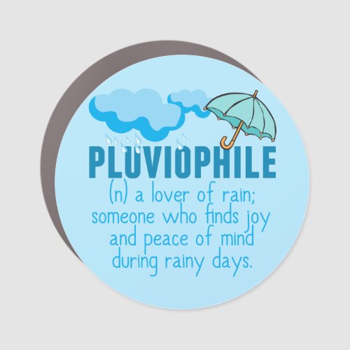 Pluviophile Rain Lover Pretty Blue Umbrella Car Magnet