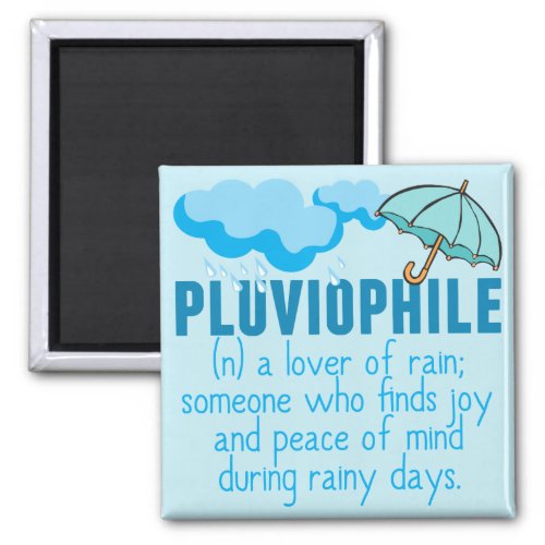 Pluviophile Rain Lover Pretty Blue Umbrella Magnet