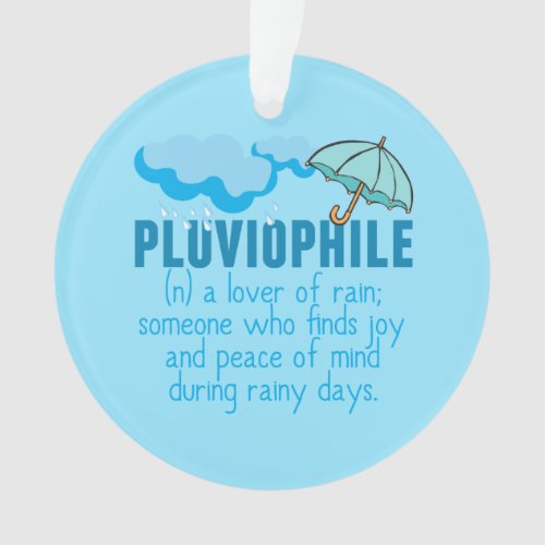 Pluviophile Rain Lover Pretty Blue Umbrella Ornament