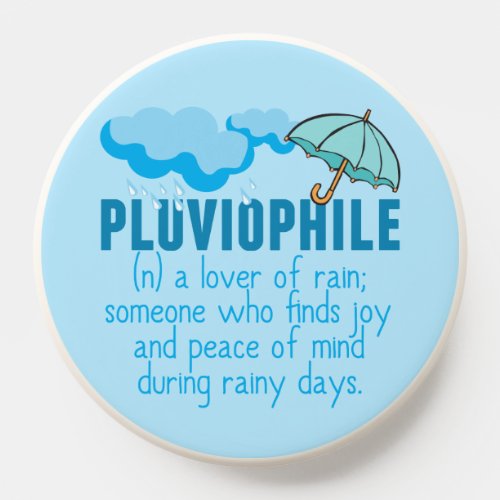 Pluviophile Rain Lover Pretty Blue Umbrella PopSocket