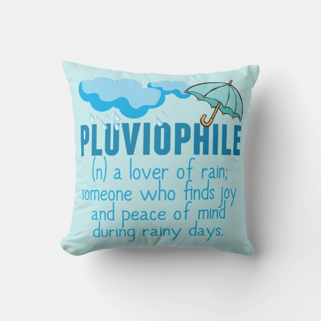Pluviophile Throw Pillow (Front)