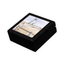 Plymought Lighthouse Watercolor Keepsake Box