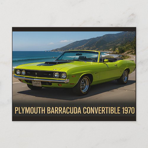 Plymouth Barracuda Convertible 1970 Postcard Plymouth Barracuda Convertible 1970 Postcard