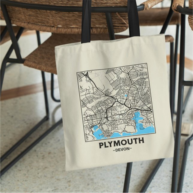Plymouth, Devon City Map Tote Bag (Creator Uploaded)