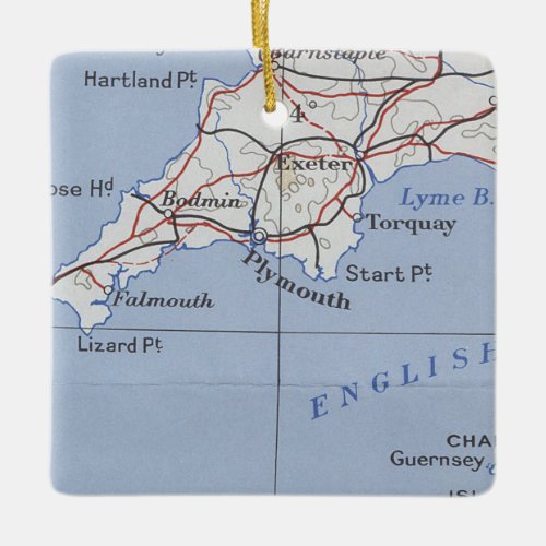 Plymouth England Vintage Map Ceramic Ornament