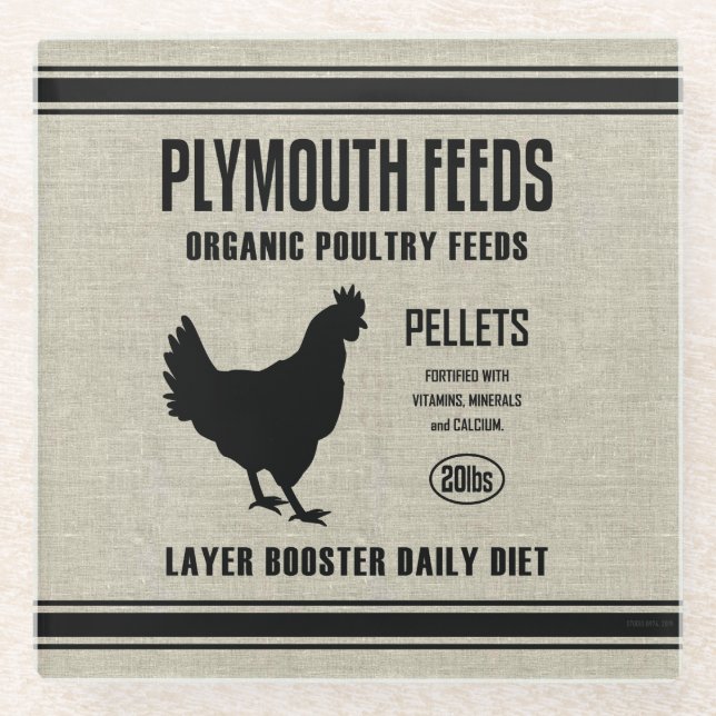 PLYMOUTH FEEDS GLASS COASTER (Front)