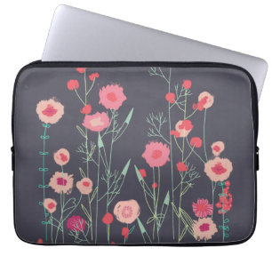 Plymouth Flowers Dark Boho Floral Painting Laptop Sleeve