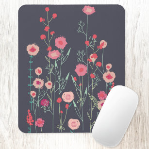 Plymouth Flowers Dark Boho Floral Painting Mouse Pad