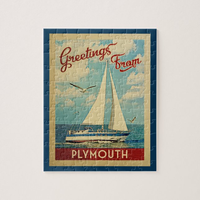 Plymouth Jigsaw Puzzle Sailboat Massachusetts (Vertical)