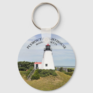 Plymouth Lighthouse, Massachusetts Round Keychain