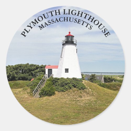Plymouth Lighthouse Massachusetts Round Stickers