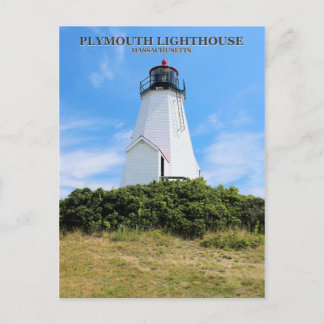 Plymouth Lighthouse, "The Gurnet", MA Postcard