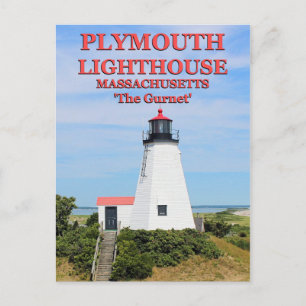 Plymouth Lighthouse, "The Gurnet", MA Postcard