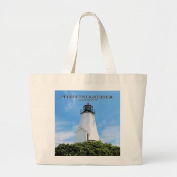 Plymouth Lighthouse  "the Gurnet" Massachusetts Large Tote Bag by LighthouseGuy at Zazzle