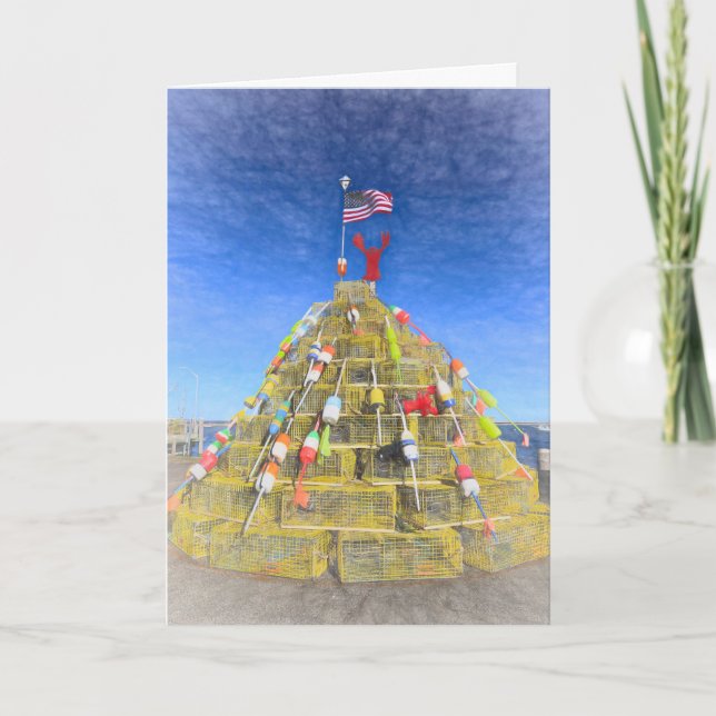 Plymouth lobster pot tree 2022 letterpress thank you card (Front)