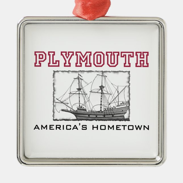 Plymouth, MA Metal Ornament (Front)