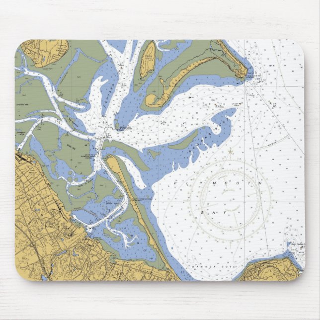Plymouth MA Nautical Harbor Chart Mousepad (Front)