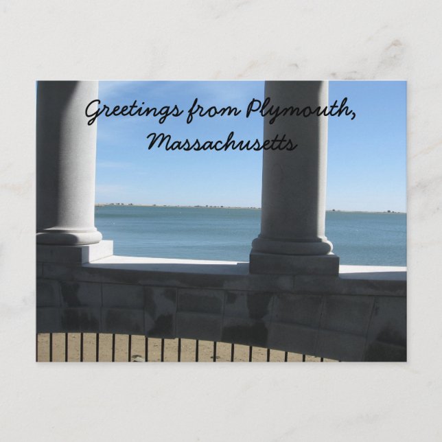 Plymouth Ma., view from Plymouth Rock Postcard (Front)