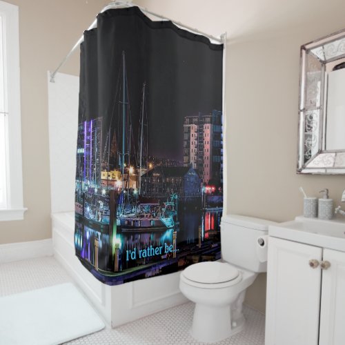 Plymouth Marina - The Barbican by Night Shower Curtain