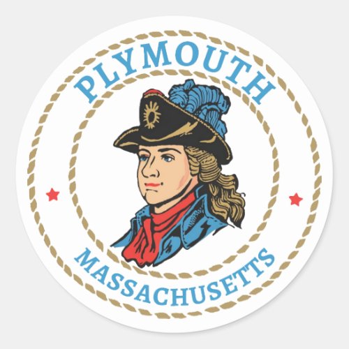 Plymouth Massachusetts Colonial Classic Round Sticker