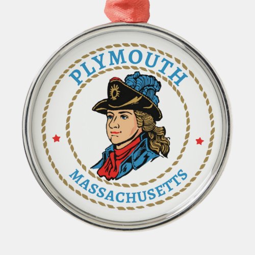 Plymouth Massachusetts Colonial Metal Ornament