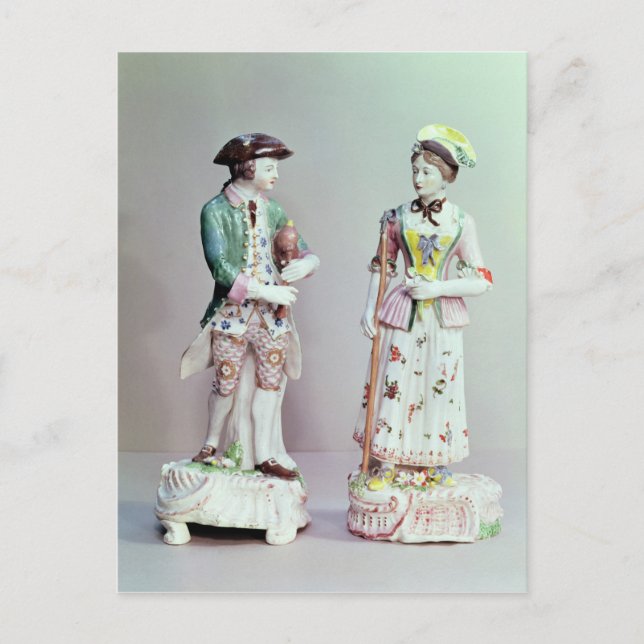 Plymouth porcelain shepherd and shepherdess postcard (Front)