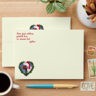 Plymouth Rock Chicken Heart Wreath Christmas Envelope