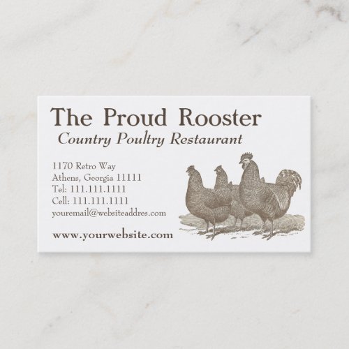 Plymouth Rock Chickens, Rooster Business Card Template