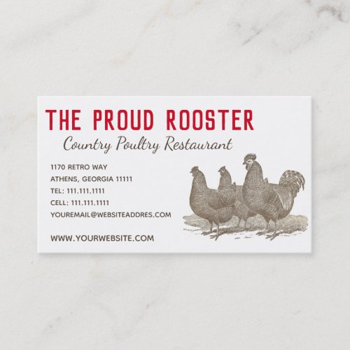 Plymouth Rock Chickens Rooster Business Card