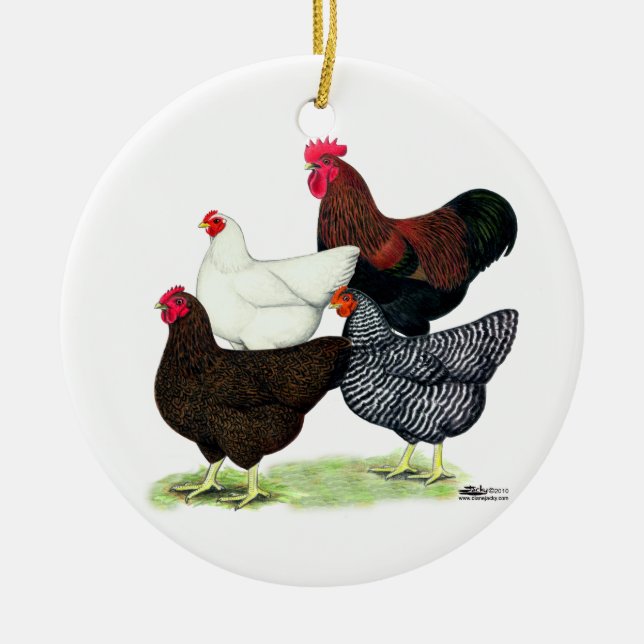 Plymouth Rock Quartet Ceramic Ornament (Front)