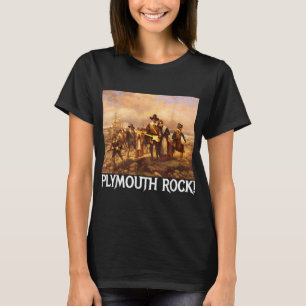 Plymouth Rock! Thanksgiving Pilgrims Rocking Guita T-Shirt