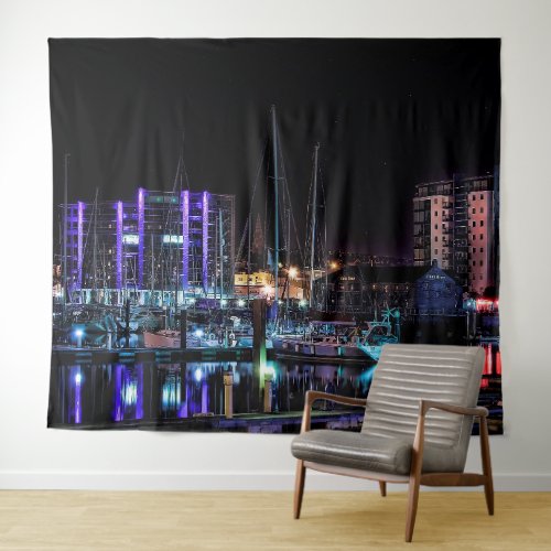 Plymouth Souvenir - The Barbican by Night Tapestry