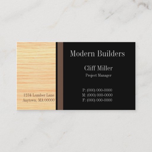 Customizable Plywood Construction Business Card, Brown