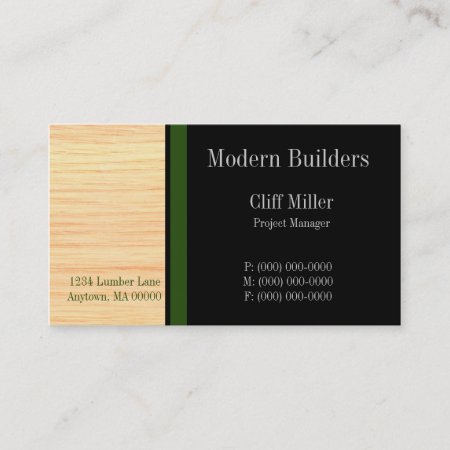 Plywood Construction Business Card, Forest Green Business Card