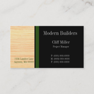Plywood Construction Business Card, Forest Green Card