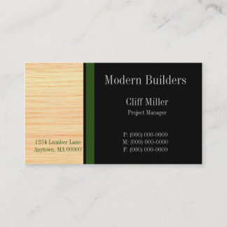 Plywood Construction Business Card, Forest Green Card