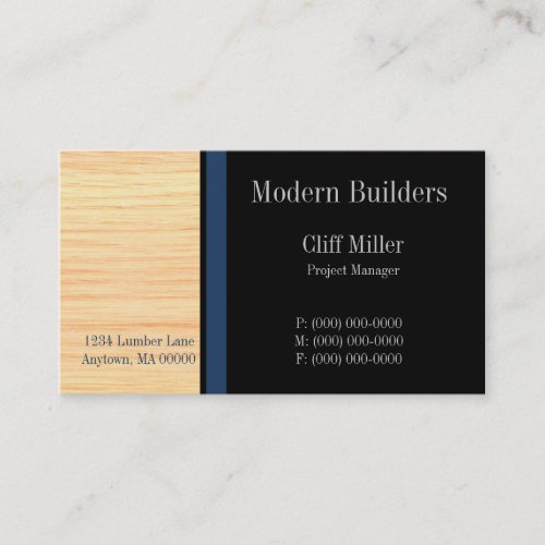 Plywood Construction Business Card, Marine Blue
