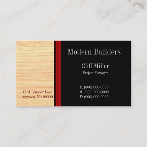 Plywood Construction Business Card, Red