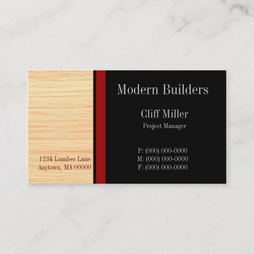Customizable Plywood Construction Business Card, Red