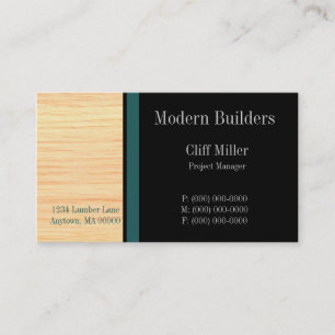 Plywood Construction Business Card, Teal Business Card