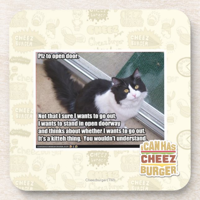 Plz to open door beverage coaster (Front)