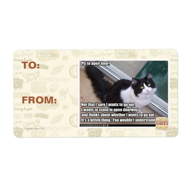 Plz to open door label (Front)