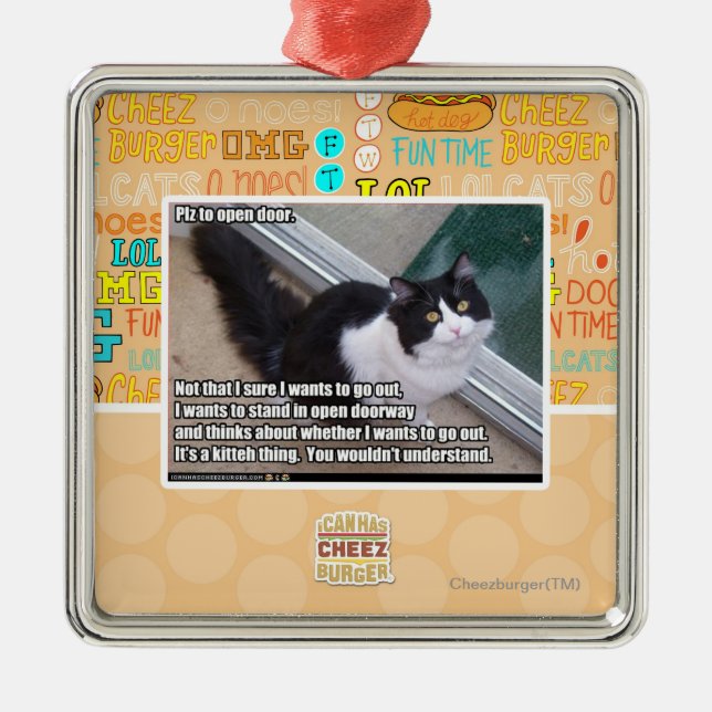 Plz to open door metal ornament (Front)