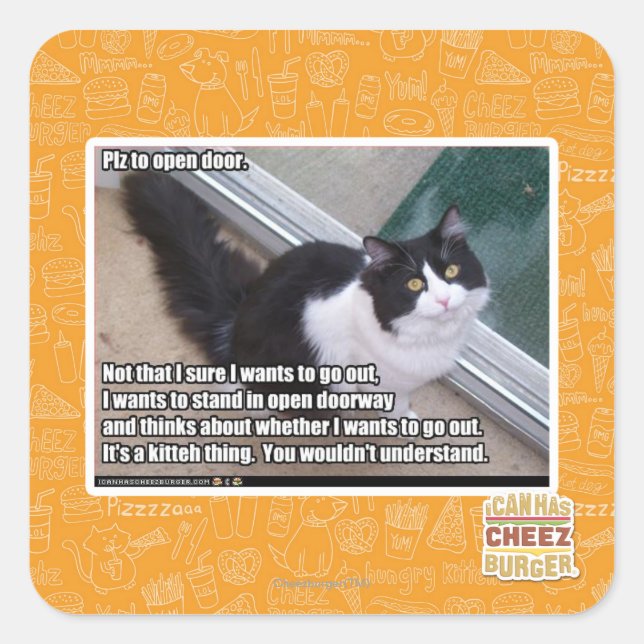 Plz to open door square sticker (Front)