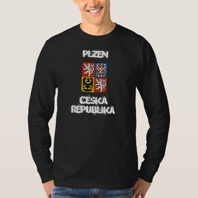 Plzen, Ceska Republika with coat of arms T-Shirt (Front)