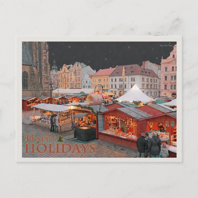 Plzen - Christmas Market Lights - HH Holiday Postcard (Front)